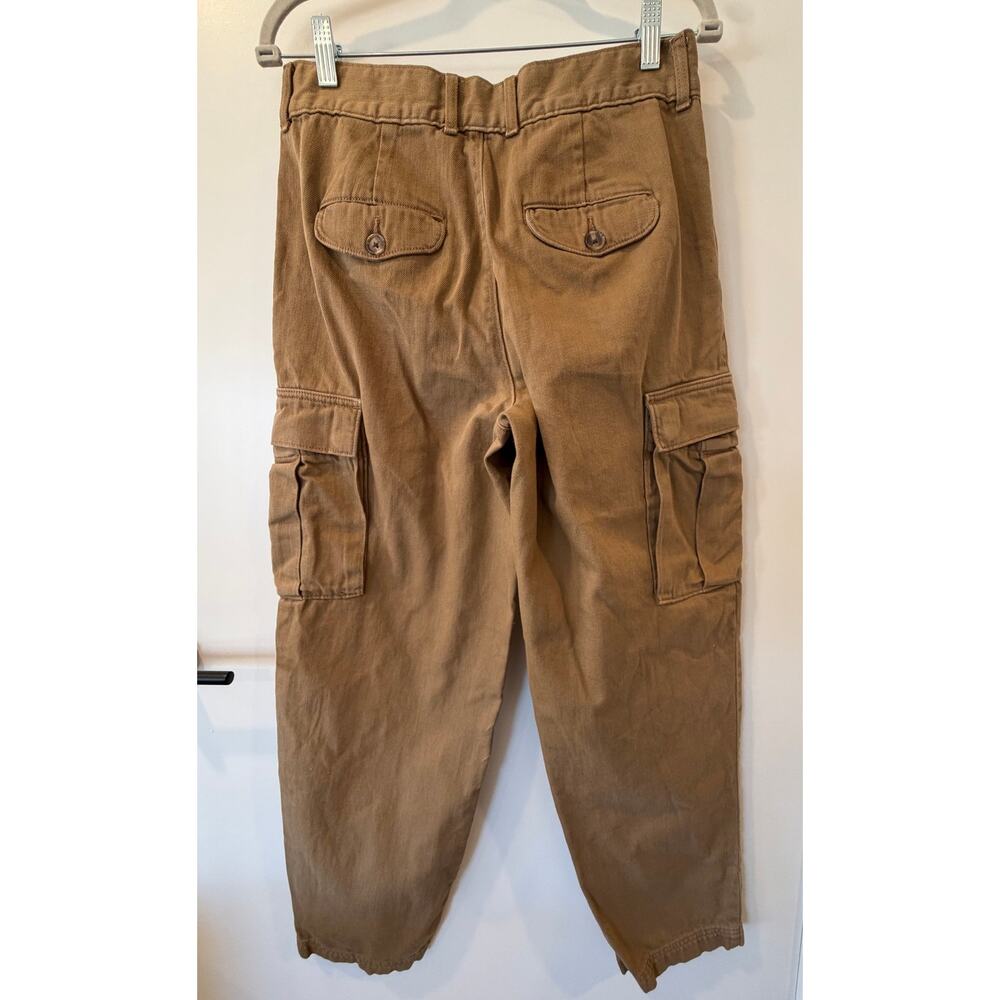Banana Republic Khaki Cargo Pants 100% Cotton High Waisted Baggy Safari Chic - Picture 5 of 9